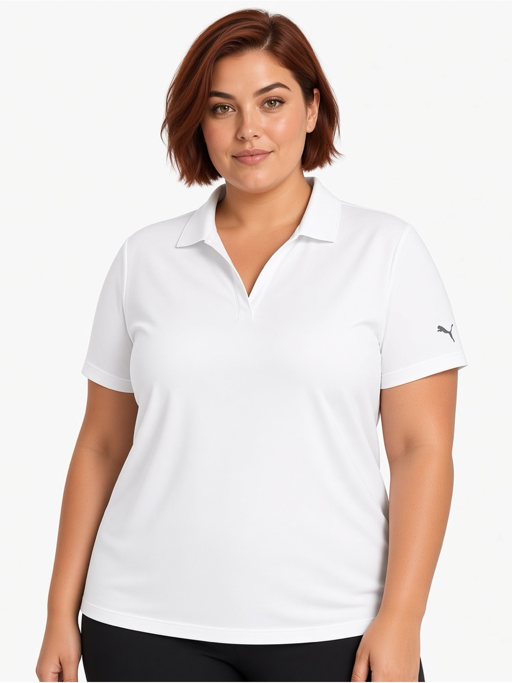 Puma White Short-Sleeve V-Neck Icon Golf Polo Top XXL NWT
